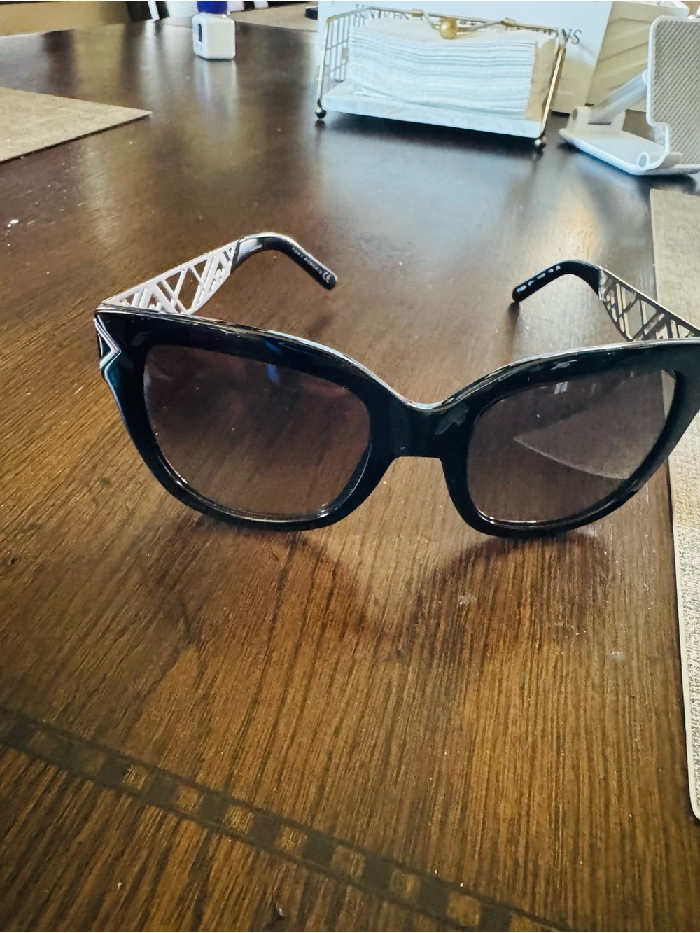Tory Burch Black Cat-Eye Sunglasses with Silver Accent Temples